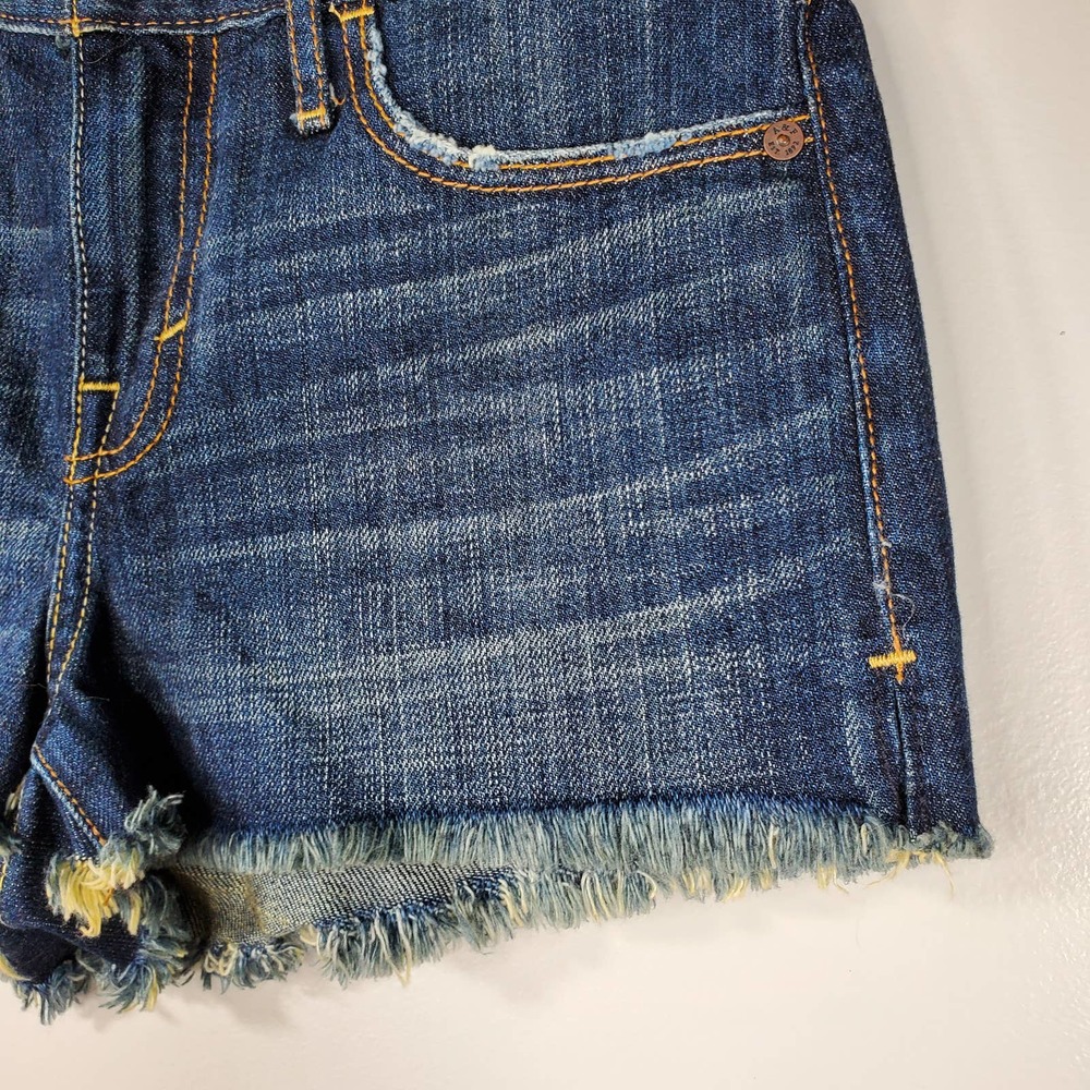 Abercrombie & Fitch Mid-Rise Cutoff Denim Shorts Dark Wash Size 0 - Picture 2 of 11